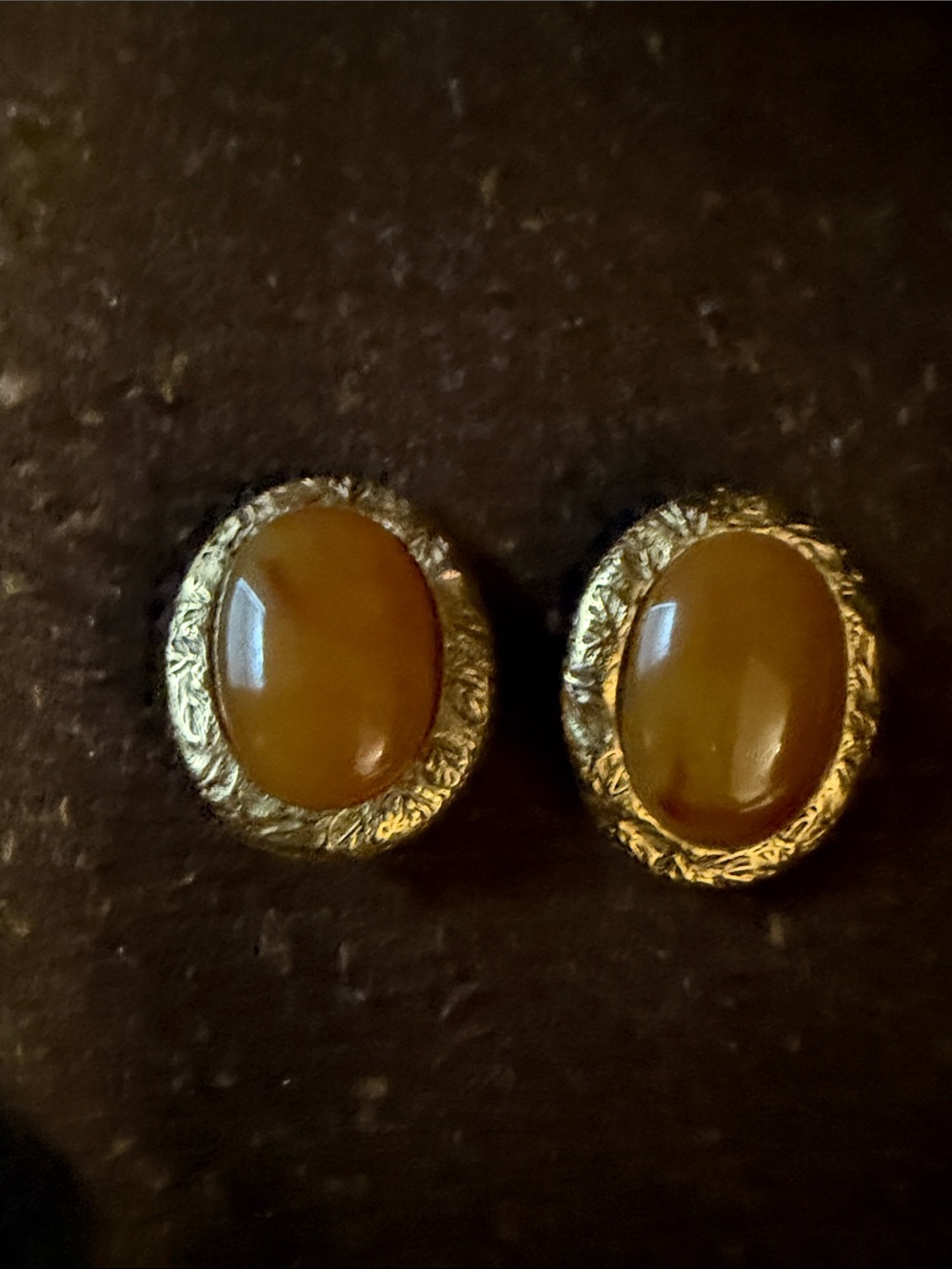 Liz Claiborne Faux Carnelian Cabochon Clip Earrings